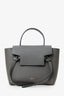 Celine Grey Grained Leather Nano Belt Bag With Strap