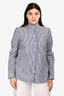 See By Chloe Blue/White Cotton Mock Neck Button Down Shirt Size 42