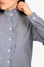 See By Chloe Blue/White Cotton Mock Neck Button Down Shirt Size 42