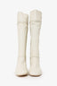 Prada White Leather Logo Riding Knee High Boots Size 40