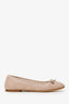 Christian Dior Powder Pink Leather Pearl Bow Cannage Ballet Flats Size 40