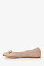 Christian Dior Powder Pink Leather Pearl Bow Cannage Ballet Flats Size 40