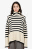 Toteme Black/White Wool Striped Turtleneck Sweater Size M