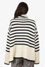Toteme Black/White Wool Striped Turtleneck Sweater Size M