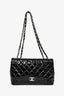 Pre-Loved Chanel™ 2006-08 Black Glossy Patent Single Jumbo Flap Bag