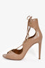 Aquazzura Brown Leather Lace Up Heels Size 40