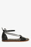 Brunello Cucinelli Black Embossed Leather Monili Detail Sandals Size 37