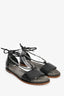 Brunello Cucinelli Black Embossed Leather Monili Detail Sandals Size 37