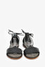 Brunello Cucinelli Black Embossed Leather Monili Detail Sandals Size 37