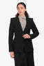 Maje Black Cotton Tweed Single Breasted Blazer Size 40