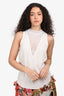 A.L.C White Crepe Crochet Detail Sleeveless Top Size 6