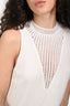 A.L.C White Crepe Crochet Detail Sleeveless Top Size 6