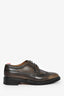 Thom Browne Green Burnished Leather Perforated Detail Oxford Loafers Size 9 Mens
