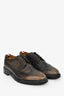 Thom Browne Green Burnished Leather Perforated Detail Oxford Loafers Size 9 Mens