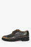 Thom Browne Green Burnished Leather Perforated Detail Oxford Loafers Size 9 Mens