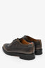 Thom Browne Green Burnished Leather Perforated Detail Oxford Loafers Size 9 Mens
