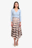 Fendi Pink Silk Stripe Organza Midi Skirt Size 2