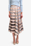 Fendi Pink Silk Stripe Organza Midi Skirt Size 2