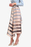 Fendi Pink Silk Stripe Organza Midi Skirt Size 2
