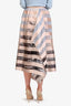 Fendi Pink Silk Stripe Organza Midi Skirt Size 2