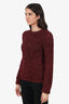Saint Laurent Red Knit Glitter Sweater Size M