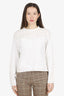 Brunello Cucinelli White/Grey Long Sleeve Top Size S