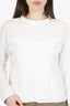 Brunello Cucinelli White/Grey Long Sleeve Top Size S