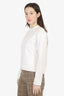 Brunello Cucinelli White/Grey Long Sleeve Top Size S