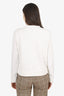 Brunello Cucinelli White/Grey Long Sleeve Top Size S