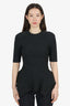Victoria Beckham Grey Wool Peplum Short Sleeve Sweater Size 10