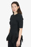 Victoria Beckham Grey Wool Peplum Short Sleeve Sweater Size 10