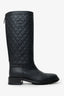 Pre-Loved Chanel™ 2014 Black Interlocking CC Logo Rain Boots Size 38.5