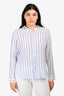 Rails White/Blue Metallic Pinstripe Linen Button Down Shirt Size M
