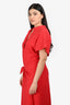 Vince Red Cotton Tie Front Short Sleeve Maxi Dress Size S