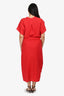 Vince Red Cotton Tie Front Short Sleeve Maxi Dress Size S