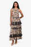 Ulla Johnson Cotton Cream/Navy Ruffled Tiered Maxi Dress Size 4