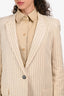 Nili Lotan Cream Stripe Single Breasted Blazer Size 8