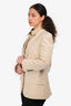 Nili Lotan Cream Stripe Single Breasted Blazer Size 8