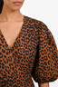 Ganni Black/Brown Cotton Leopard Print Maxi Wrap Dress Size 40
