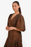 Ganni Black/Brown Cotton Leopard Print Maxi Wrap Dress Size 40