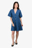 Ganni Blue Denim Polka Dots Midi Dress Size 42