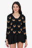 Moschino Black Knit Teddy Bear Jacquard Cardigan Size S