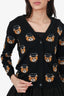 Moschino Black Knit Teddy Bear Jacquard Cardigan Size S