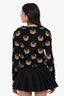 Moschino Black Knit Teddy Bear Jacquard Cardigan Size S