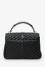Saint Laurent 2016 Black Chevron Leather Medium College Bag With Chain