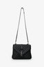 Saint Laurent 2016 Black Chevron Leather Medium College Bag With Chain