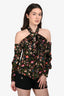 Erdem Black Floral Print Long Sleeve Blouse Size S