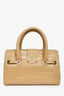 Jimmy Choo Beige Croc Embossed Small 'Rosalie' Top Handle Bag with Strap