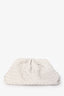 Bottega Veneta White Ecru Leather Intrecciato Large Classic Pouch
