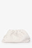 Bottega Veneta White Ecru Leather Intrecciato Large Classic Pouch